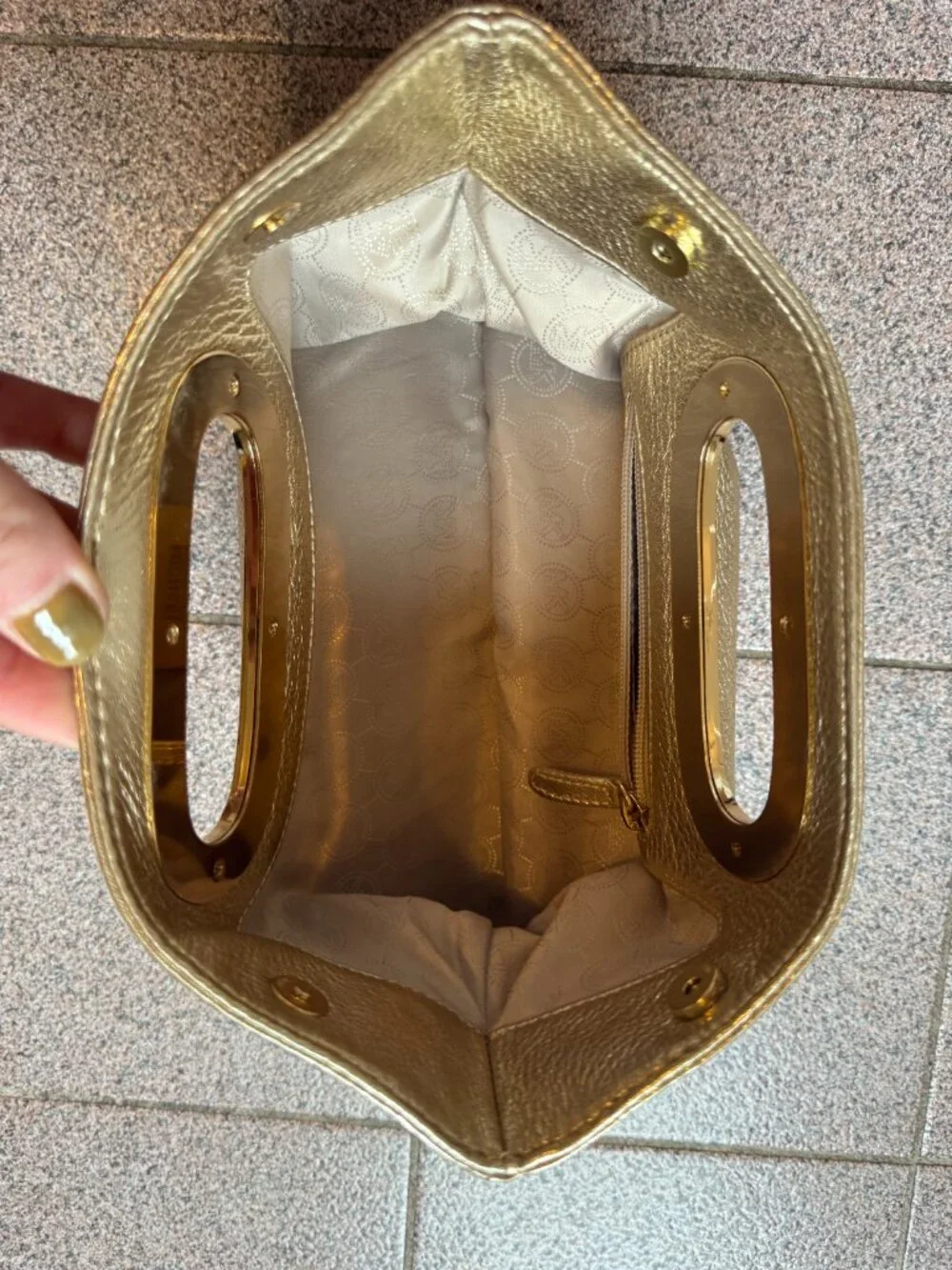 Michael Kors Metallic Gold Leather Berkley Clutch